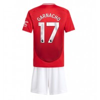 Dres Manchester United Alejandro Garnacho #17 Domáci pre deti 2024-25 Krátky Rukáv (+ trenírky)